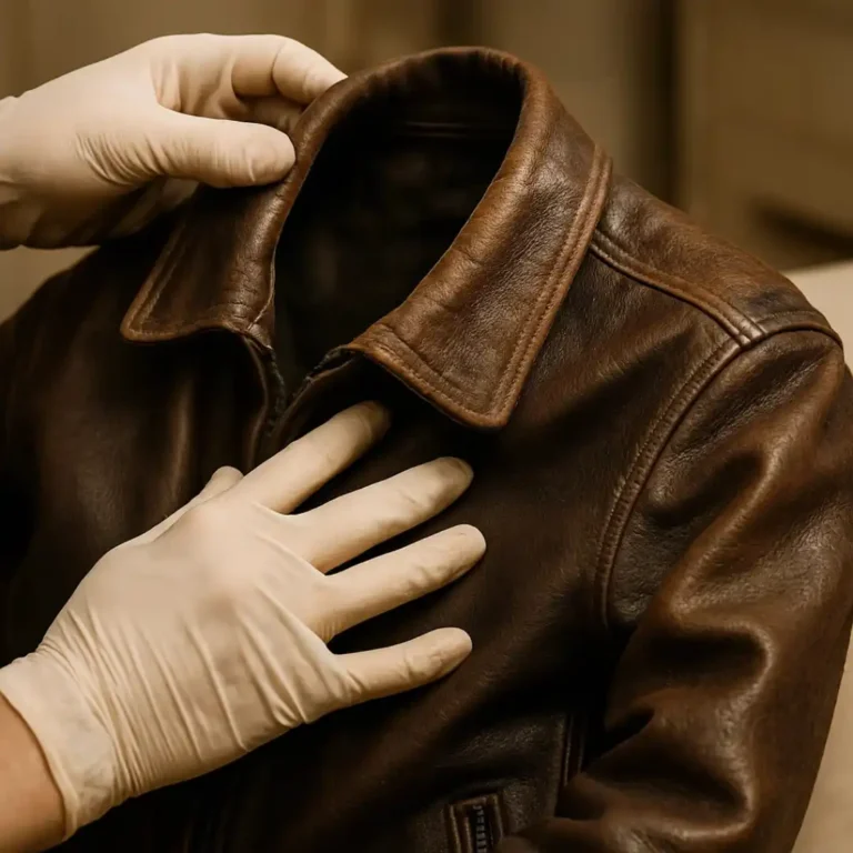 Evaluación del deterioro y pérdida de color en el cuello de una casaca de cuero despigmentada
